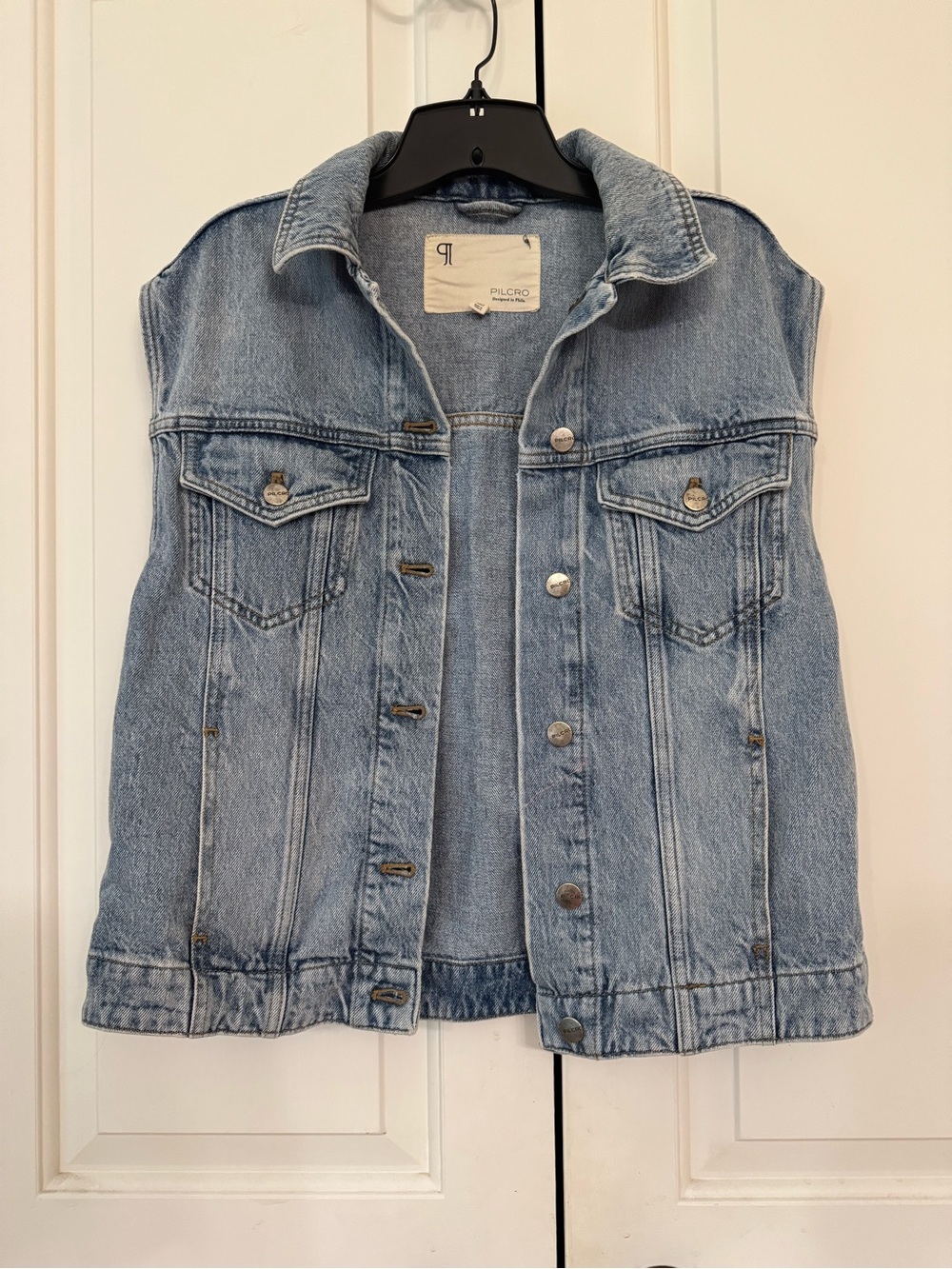 PILCRO Anthropologie Light Wash Denim Vest XS